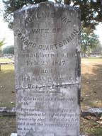 [    ADALINE WAY    WIFE OF    EDWARD QUARTERMAN    Born in Liberty Co. Ga.    Feb. 2   nd    1817    and    Died at Waycross Ga.       Dec. 8   th    1882             “She is not dead but sleep     -eth”      “Asleep in Jesus! Oh for me     May such a blissful refuge be     Securely shall my ashes lie,     And wait the summons from     on high”   ]