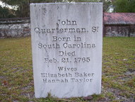 [Recent (incorrect) John Quarterman Sr. tombstone]