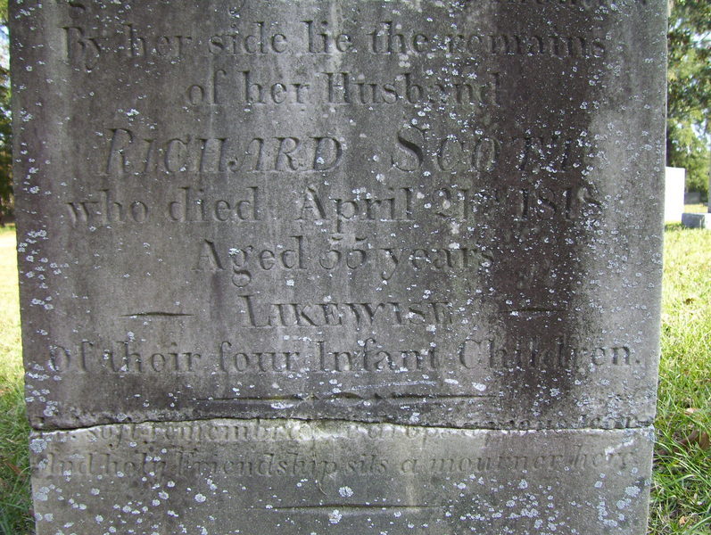 Richard Scott b. c 1763[?] d. 21 April 1818[?] & four infant children