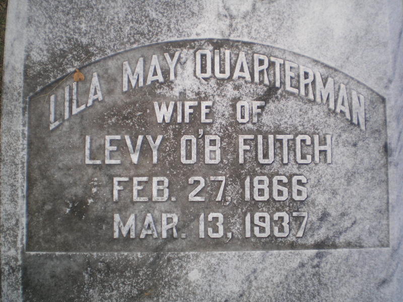 Lila May Quarterman wife of Levy O'B. Futch Feb. 27, 1866 Mar. 13, 1937