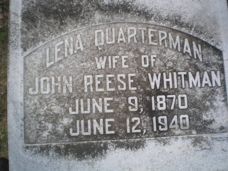 Lena Quarterman Wife of John Reese Whitman June 9, 1870 June 12, 1940
