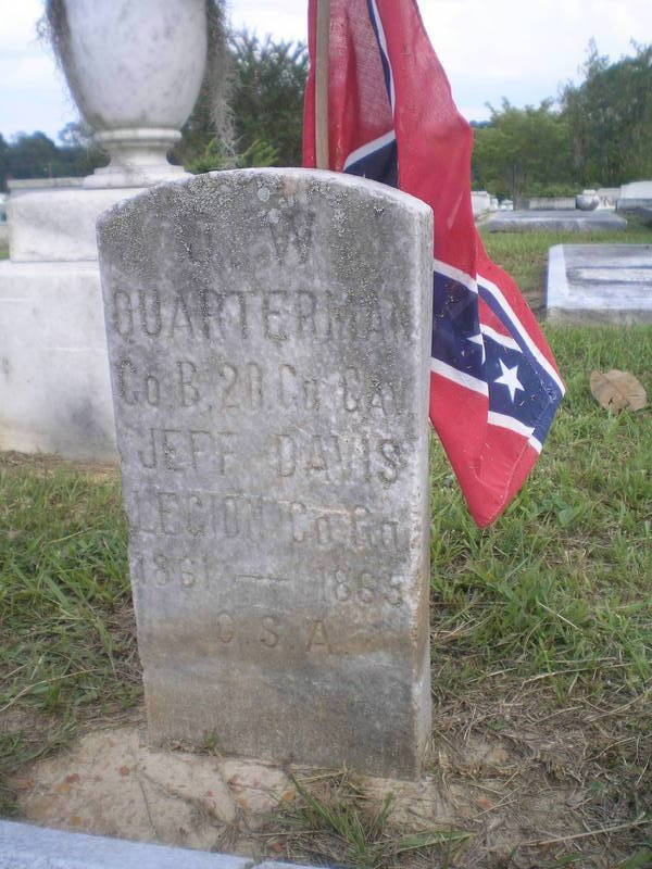 J. W. Quarterman Co B. 20. Ga. Cav. Jeff Davis Legion Co. Ga. 1861 -- 1865 C.S.A.